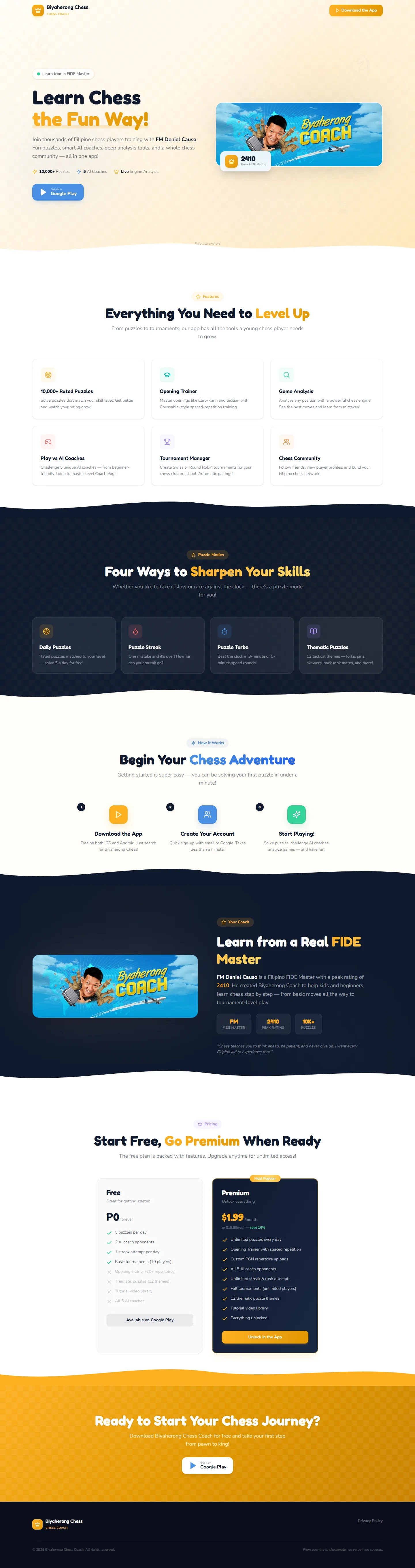 The full Biyaherong Chess Coach website