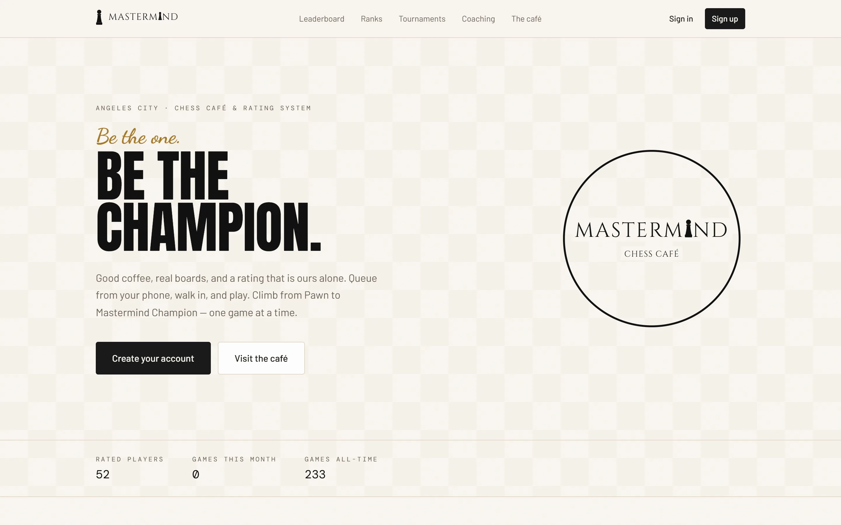 The MASTERMIND Chess Café homepage